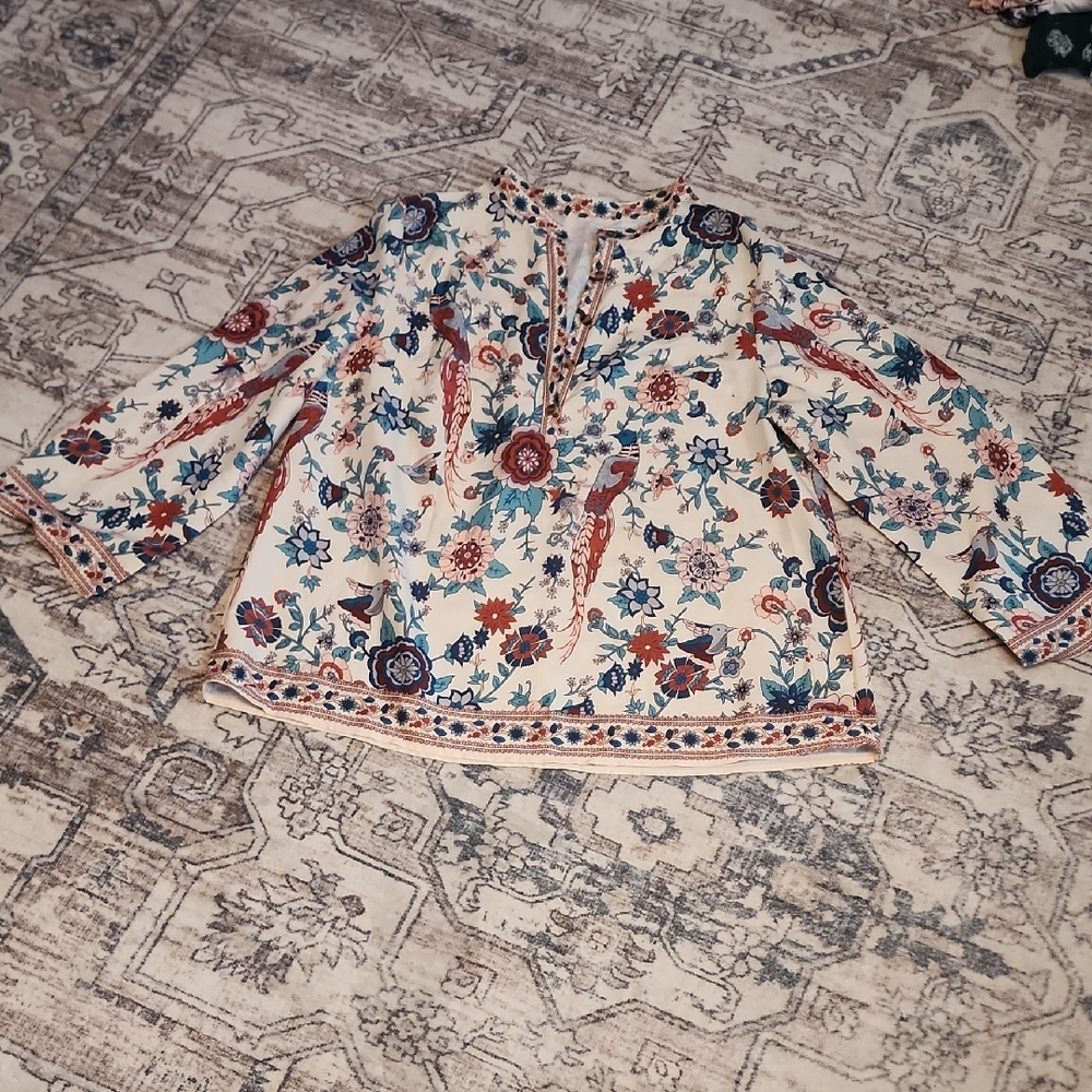 New Womens 1X Floral Print Women's Top